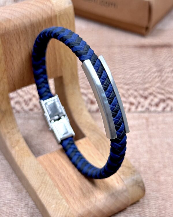 Çelik Detaylı Örgü Bileklik Lacivert Renk