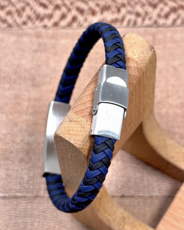 Çelik Detaylı Örgü Bileklik Lacivert Renk