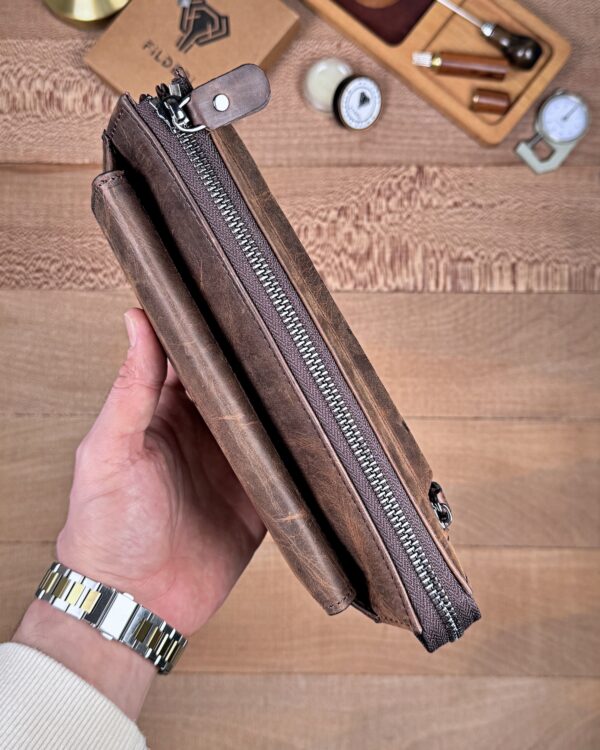 Hakiki Deri Erkek El Çantası – Çekmeli Kartlık, Kahve | 2137