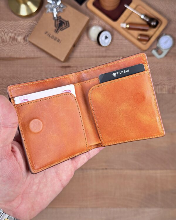 Hakiki Deri Mıknatıslı Kartlık Cüzdan – Taba | 2138
