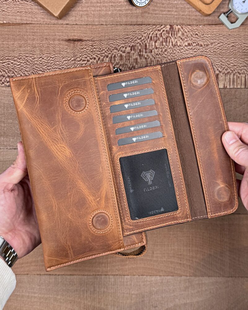 Hakiki Deri Erkek El Çantası – Çekmeli Kartlık, Fındık | 2137