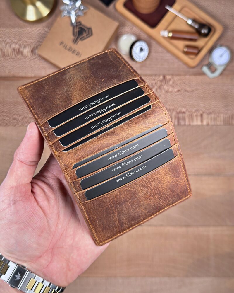 Hakiki Deri Mıknatıslı Kartlık Cüzdan – Fındık | 2138