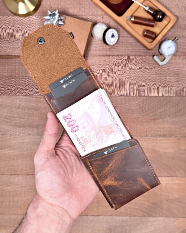 Hakiki Deri Pratik Cüzdan – Hızlı Erişimli – Fındık | 2142