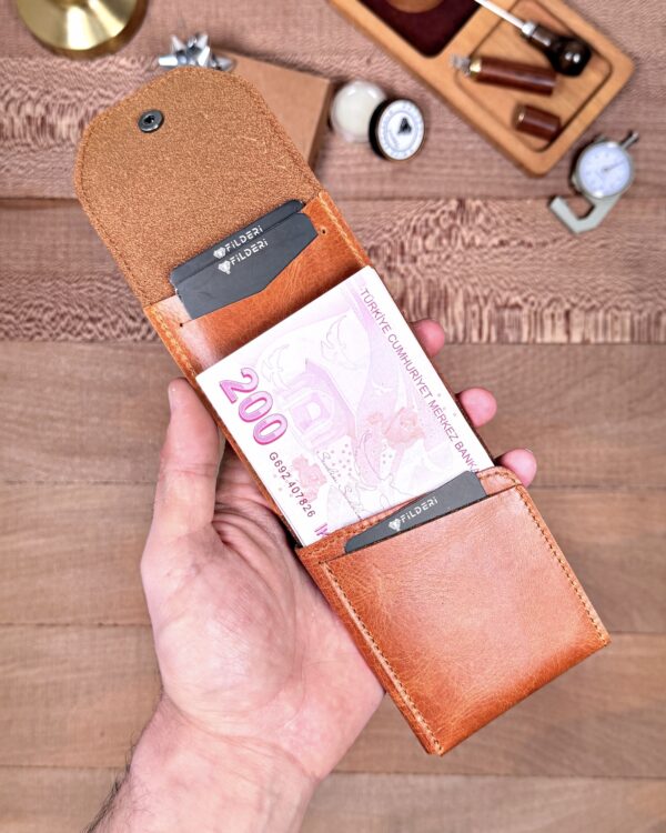 Hakiki Deri Pratik Cüzdan – Hızlı Erişimli – Taba | 2142