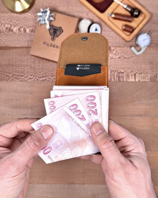 Hakiki Deri Pratik Cüzdan – Hızlı Erişimli – Taba | 2142