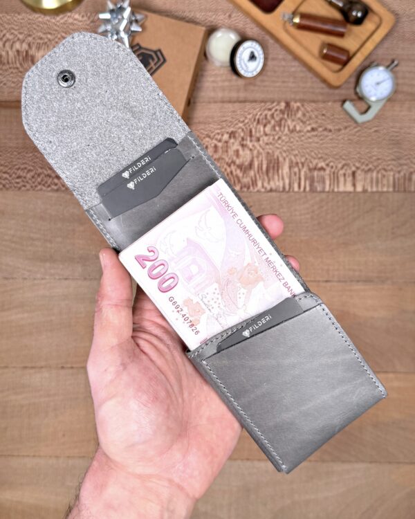 Hakiki Deri Pratik Cüzdan – Hızlı Erişimli – Gri | 2142