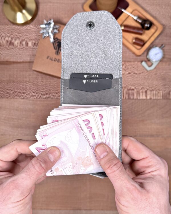 Hakiki Deri Pratik Cüzdan – Hızlı Erişimli – Gri | 2142