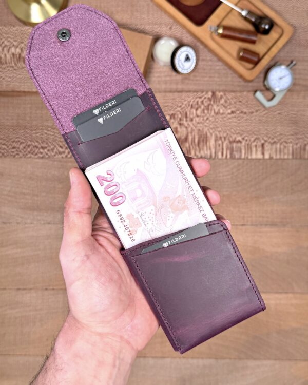Hakiki Deri Pratik Cüzdan – Hızlı Erişimli – Mor | 2142