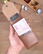 Hakiki Deri Pratik Cüzdan – Hızlı Erişimli – Parlak Kahve | 2142