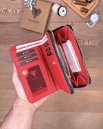 Kadın Cüzdan – Siyah-Kırmızı Hakiki Deri, Lüks Model | 2091