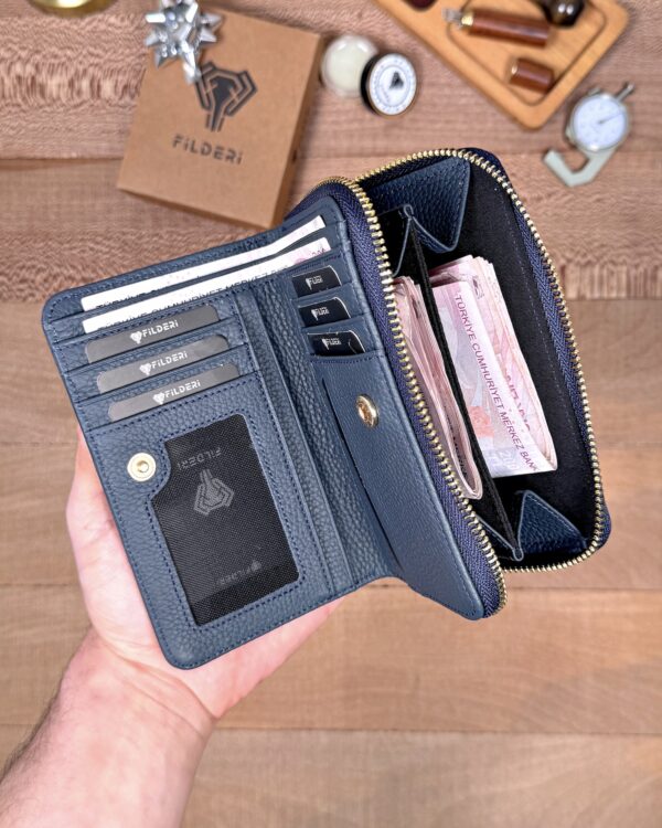 Kadın Cüzdan – Lacivert Hakiki Deri, Lüks Model | 2091