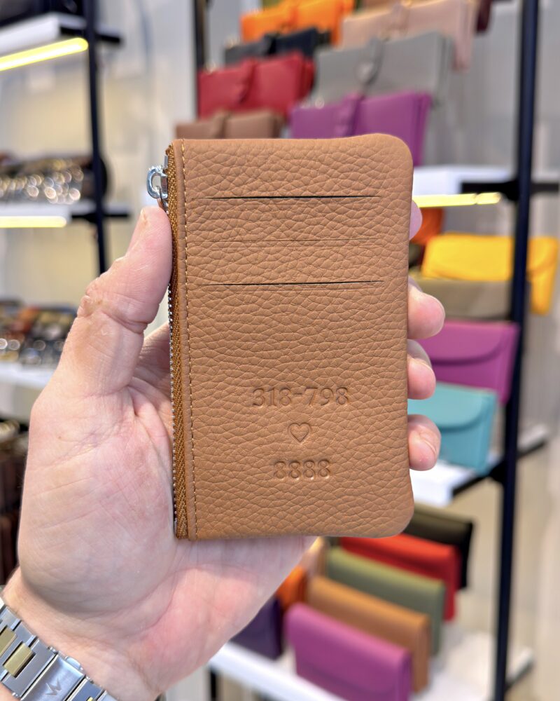 Hakiki Deri Kartlık – Slim , Fermuarlı,Taba | 2126