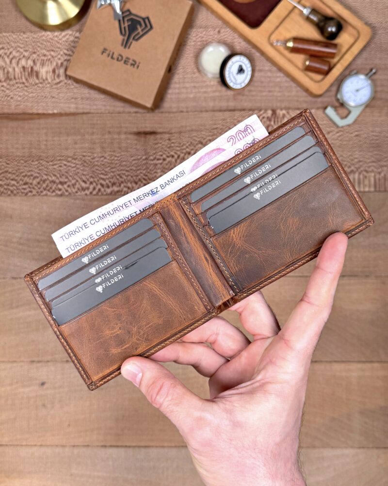 İnce Erkek Cüzdan – Hakiki Deri Eskitme Fındık Renk | 2144