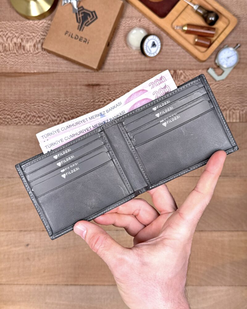 İnce Erkek Cüzdan – Hakiki Deri Gri Renk | 2144