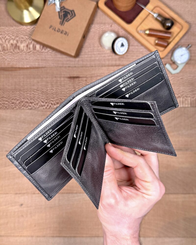 Erkek Cüzdan Kelebek Model – Hakiki Deri Gri | 2145