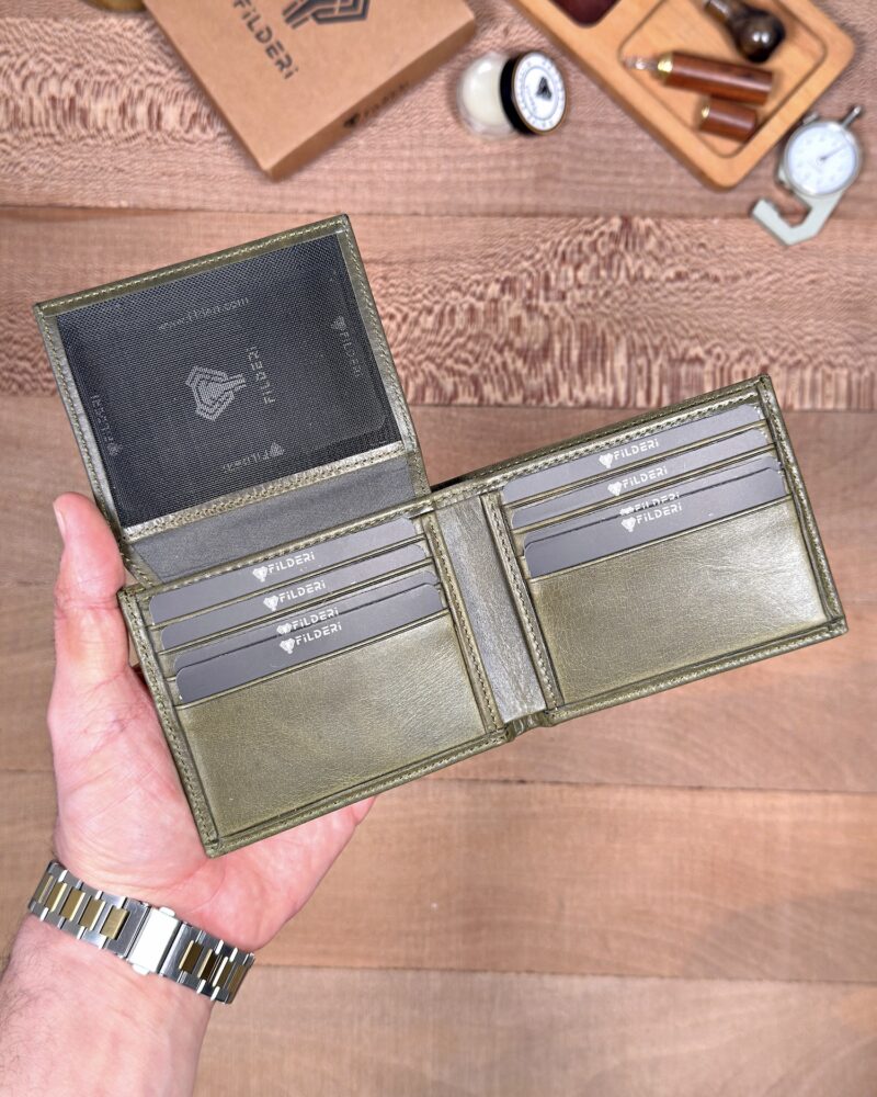 Erkek Cüzdan Kimlik Bölmeli – Hakiki Deri Yeşil | 2146