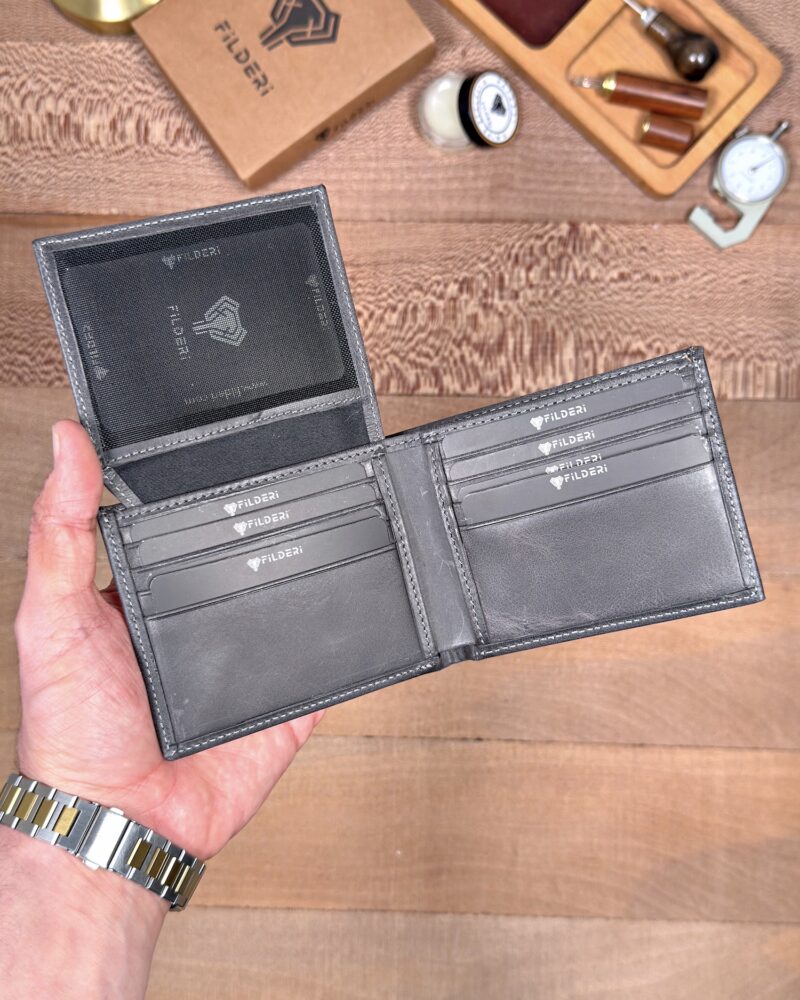 Erkek Cüzdan Kimlik Bölmeli – Hakiki Deri Gri | 2146