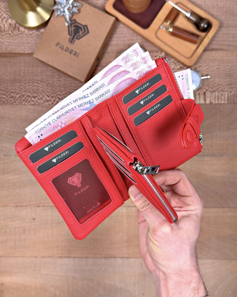 Küçük Kadın Cüzdan – Hakiki Deri Kırmızı | 2149