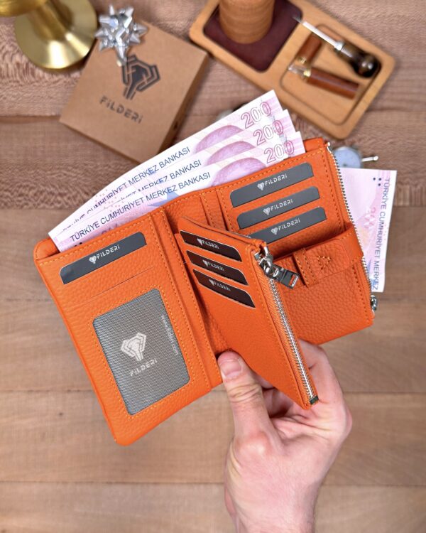 Küçük Kadın Cüzdan – Hakiki Deri Turuncu | 2149