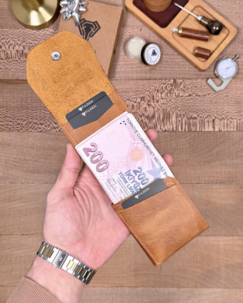 Hakiki Deri Pratik Cüzdan – Hızlı Erişimli – Taba | 2142