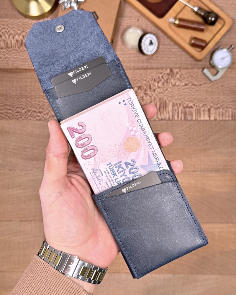 Hakiki Deri Pratik Cüzdan – Hızlı Erişimli – Lacivert | 2142
