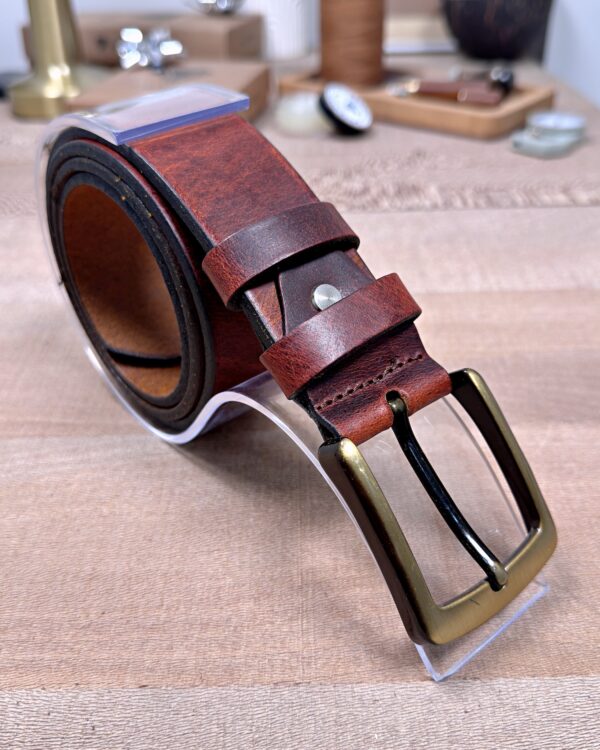 Erkek Kemer – Kızıl Eskitme Hakiki Deri, Günlük Kullanım Uyumlu