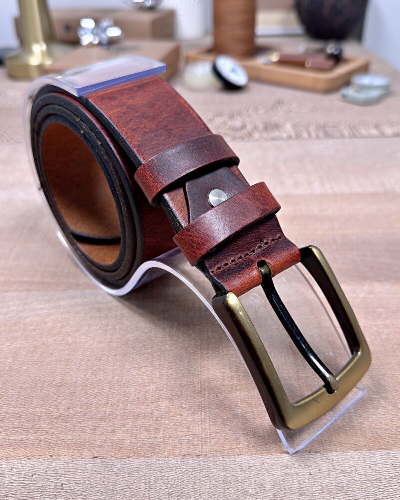 Erkek Kemer – Kızıl Eskitme Hakiki Deri, Günlük Kullanım Uyumlu
