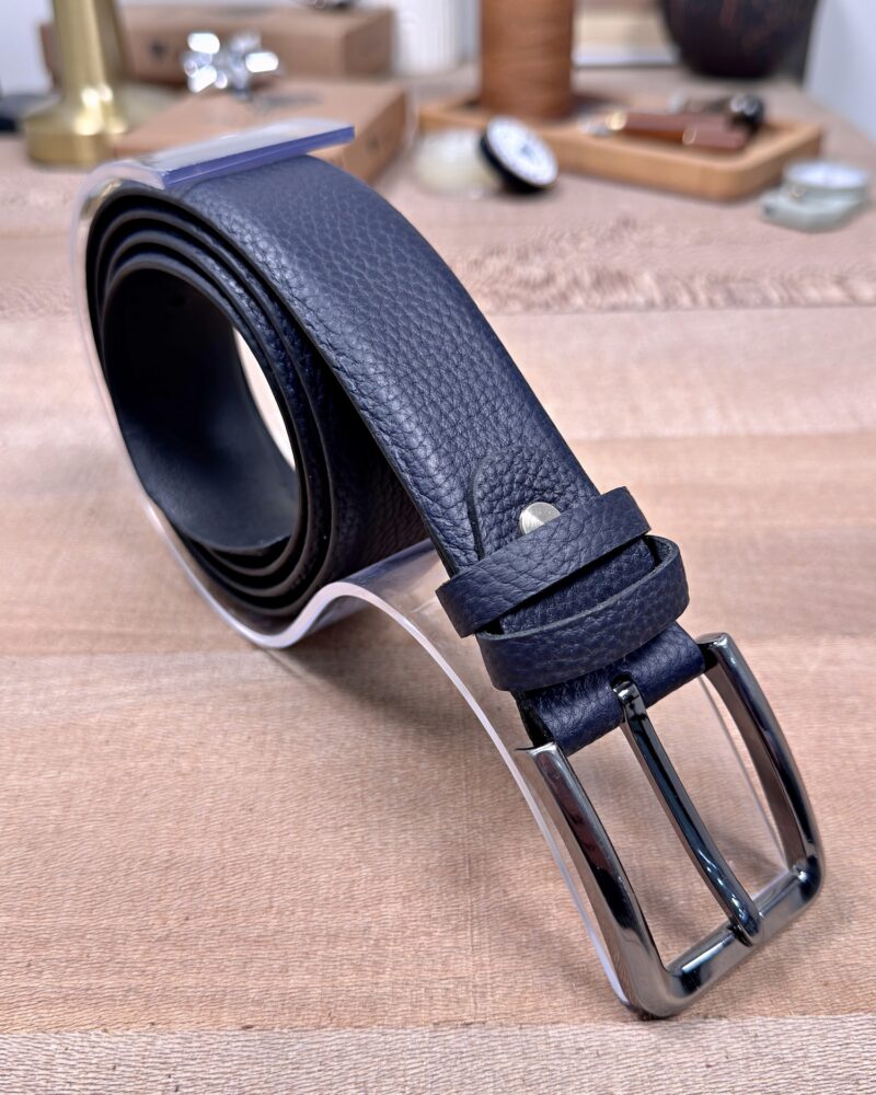 Erkek Kemer – Lacivert Kumaş Pantolon Uyumlu, Hakiki Deri