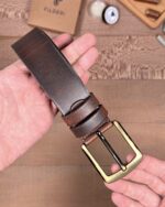 Erkek Kemer – Kahverengi Eskitme Hakiki Deri, Günlük Kullanım Uyumlu