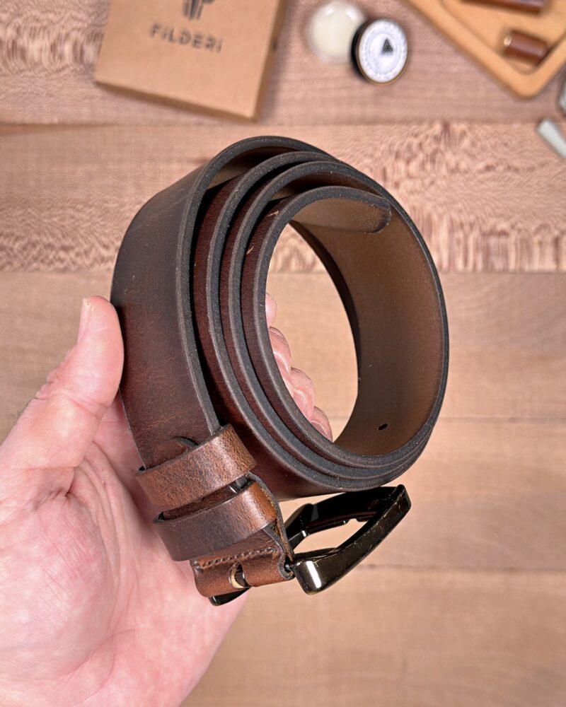 Erkek Kemer – Kahverengi Eskitme Hakiki Deri, Günlük Kullanım Uyumlu