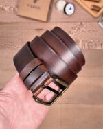 Erkek Kemer – Kahverengi Eskitme Hakiki Deri, Günlük Kullanım Uyumlu