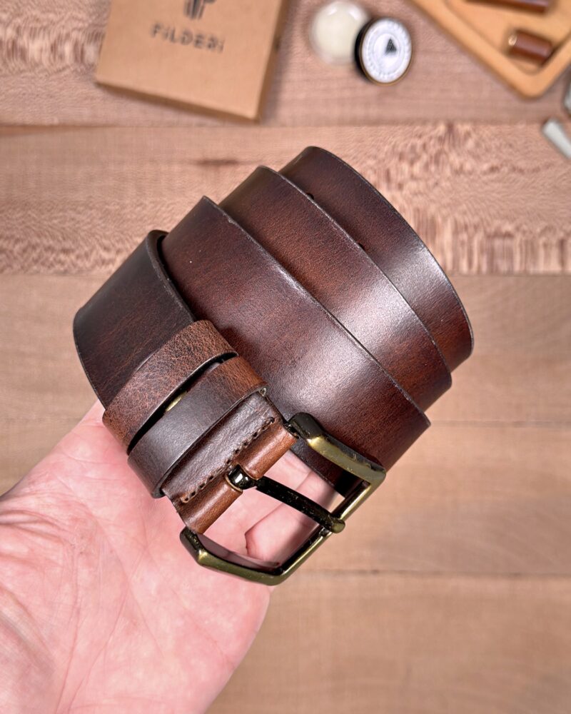 Erkek Kemer – Kahverengi Eskitme Hakiki Deri, Günlük Kullanım Uyumlu