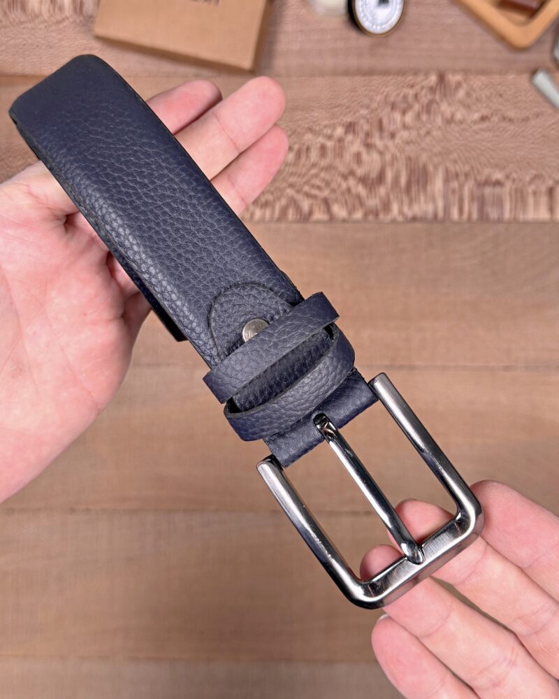 Erkek Kemer – Lacivert Kumaş Pantolon Uyumlu, Hakiki Deri