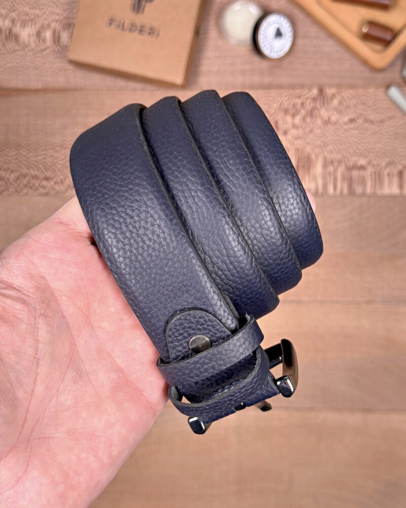 Erkek Kemer – Lacivert Kumaş Pantolon Uyumlu, Hakiki Deri