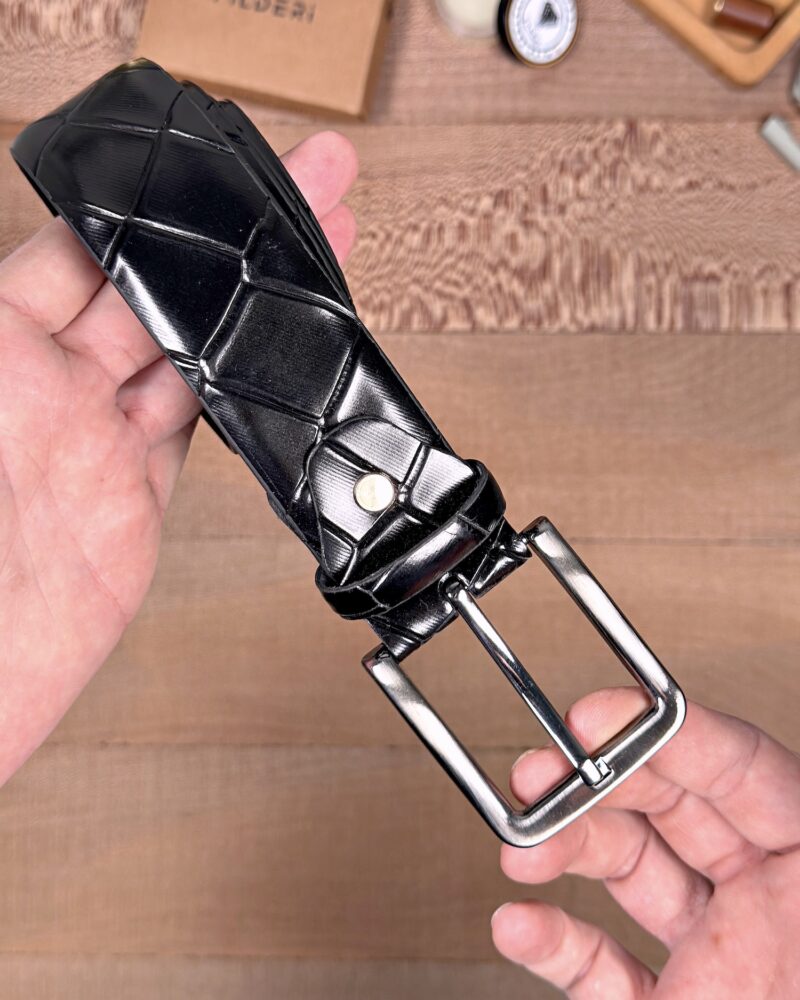 Erkek Kemer – Siyah Croco Desenli Hakiki Deri, Şık ve Klasik Tarz Uyumlu