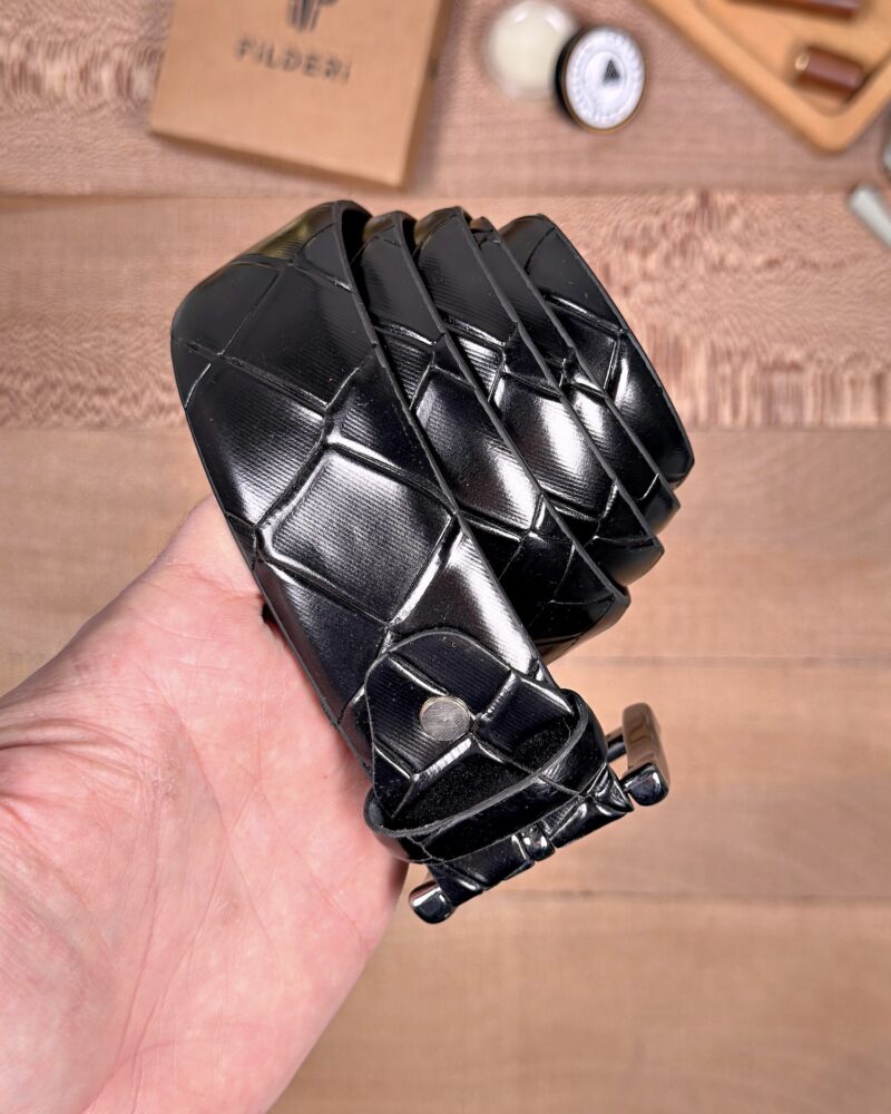 Erkek Kemer – Siyah Croco Desenli Hakiki Deri, Şık ve Klasik Tarz Uyumlu