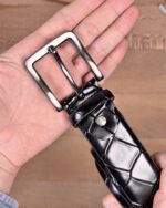 Erkek Kemer – Siyah Croco Desenli Hakiki Deri, Şık ve Klasik Tarz Uyumlu