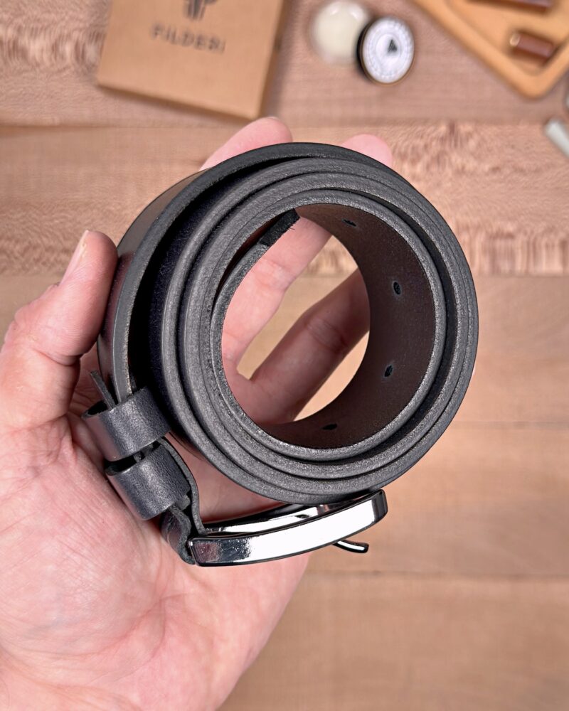 Erkek Kemer – Siyah Eskitme Hakiki Deri, Günlük Kullanım Uyumlu