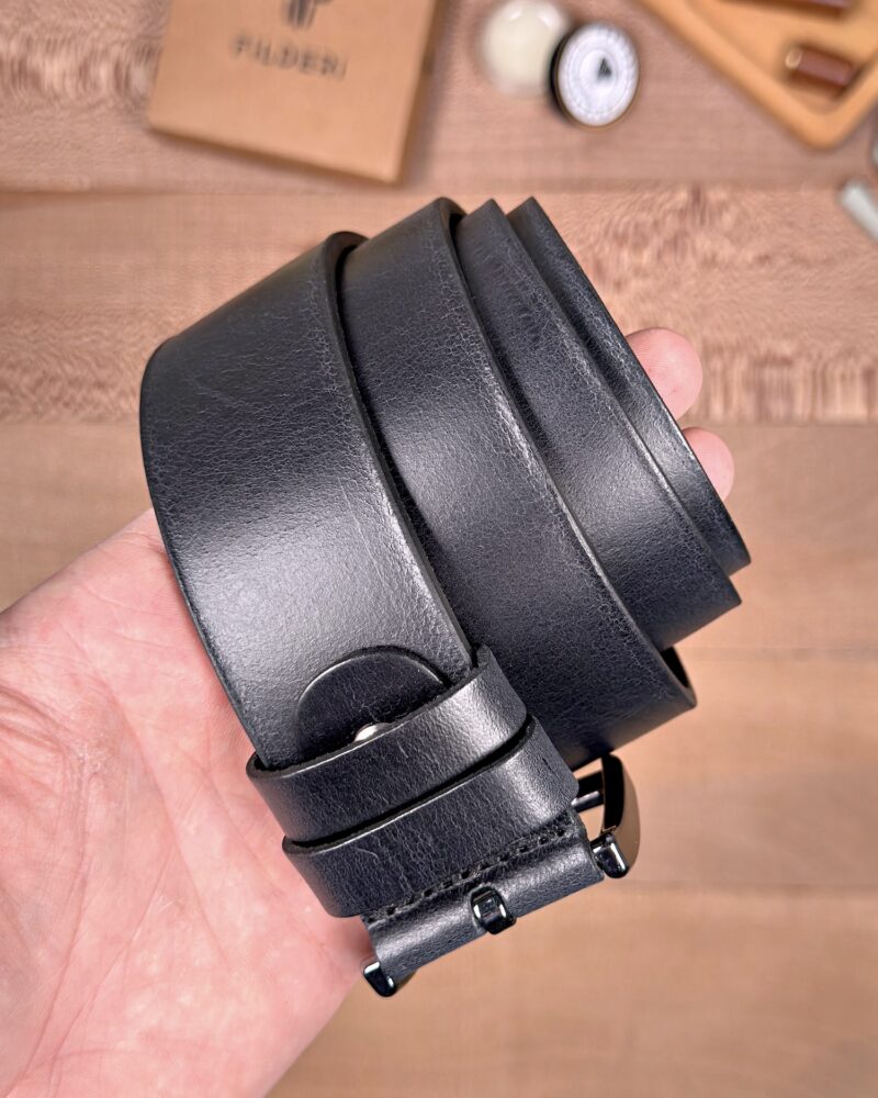 Erkek Kemer – Siyah Eskitme Hakiki Deri, Günlük Kullanım Uyumlu