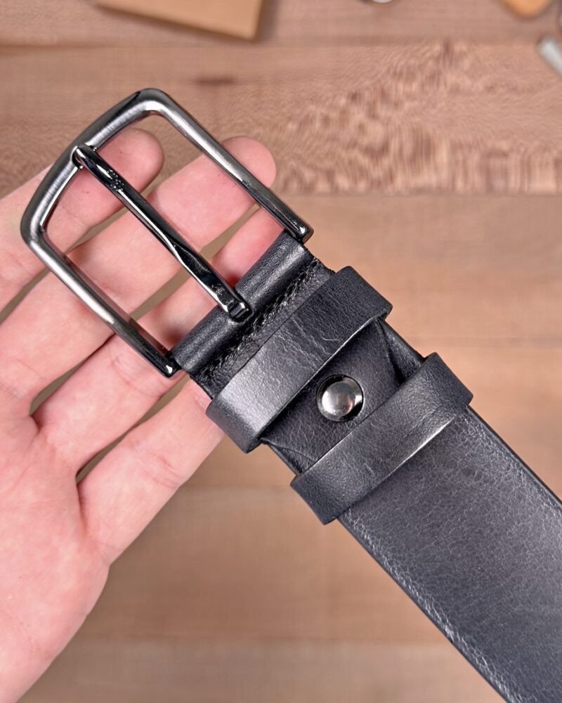 Erkek Kemer – Siyah Eskitme Hakiki Deri, Günlük Kullanım Uyumlu