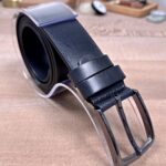 Erkek Kemer – Siyah Eskitme Hakiki Deri, Günlük Kullanım Uyumlu