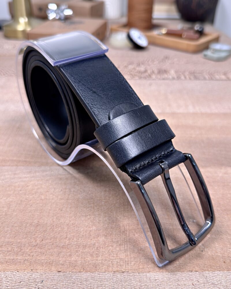 Erkek Kemer – Siyah Eskitme Hakiki Deri, Günlük Kullanım Uyumlu