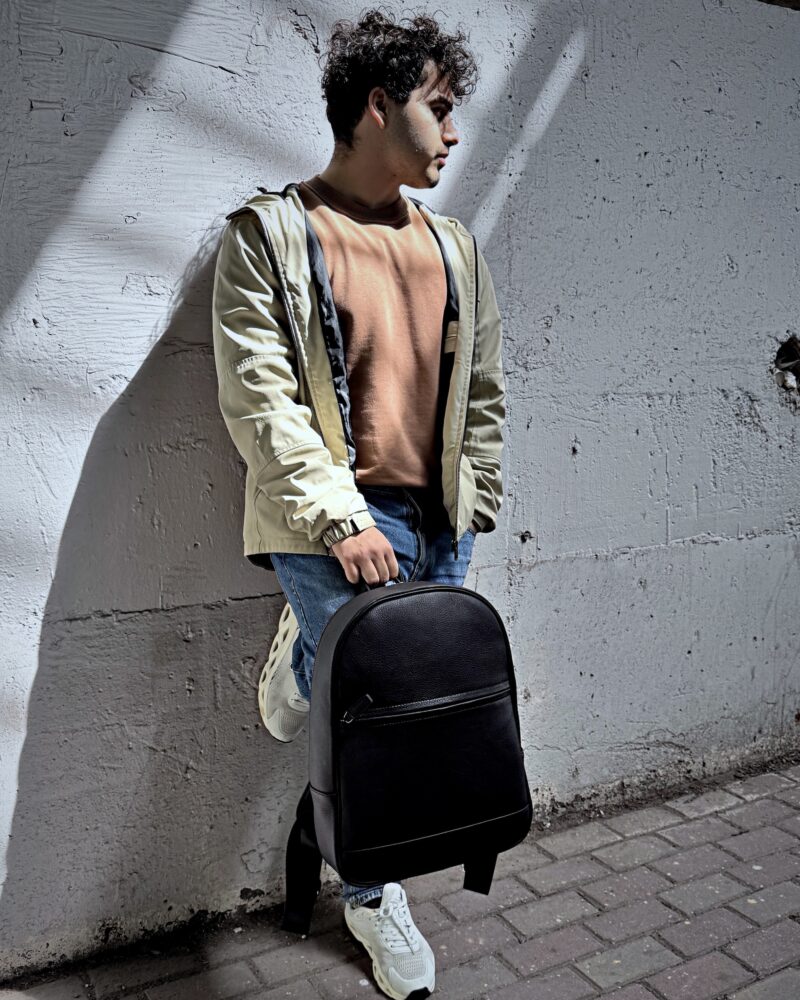 Hakiki Deri Sırt Çantası – Laptop Bölmeli Siyah Renk | 2148