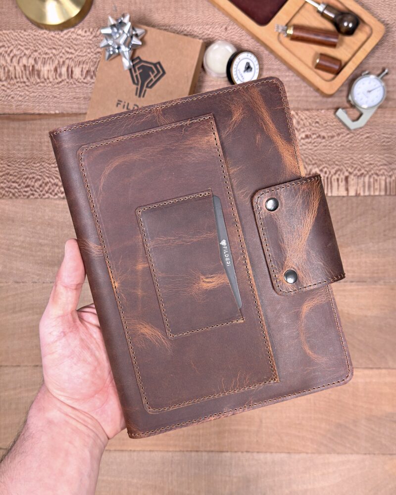 A5 Organizer Ajandalık – Hakiki Deri Eskitme Fındık Renk | 2143