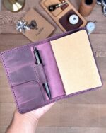 Defter Kılıfı – Mürdüm Renk Hakiki Deri, Kapaklı Model | 2051