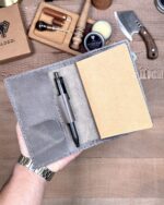 Defter Kılıfı – Gri Renk Hakiki Deri, Kapaklı Model | 2051