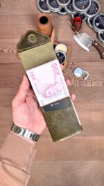 Hakiki Deri Mıknatıslı Hızlı Erişim Cüzdanı– Olive Yeşil | 2168