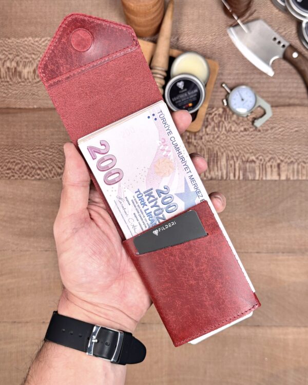 Hakiki Deri Mıknatıslı Hızlı Erişim Cüzdanı– Yakut Bordo | 2168