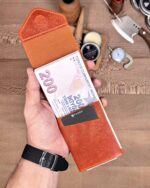 Hakiki Deri Mıknatıslı Hızlı Erişim Cüzdanı– Kızıl Kehribar | 2168