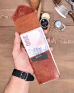 Hakiki Deri Mıknatıslı Hızlı Erişim Cüzdanı– Kızıl Kestane | 2168